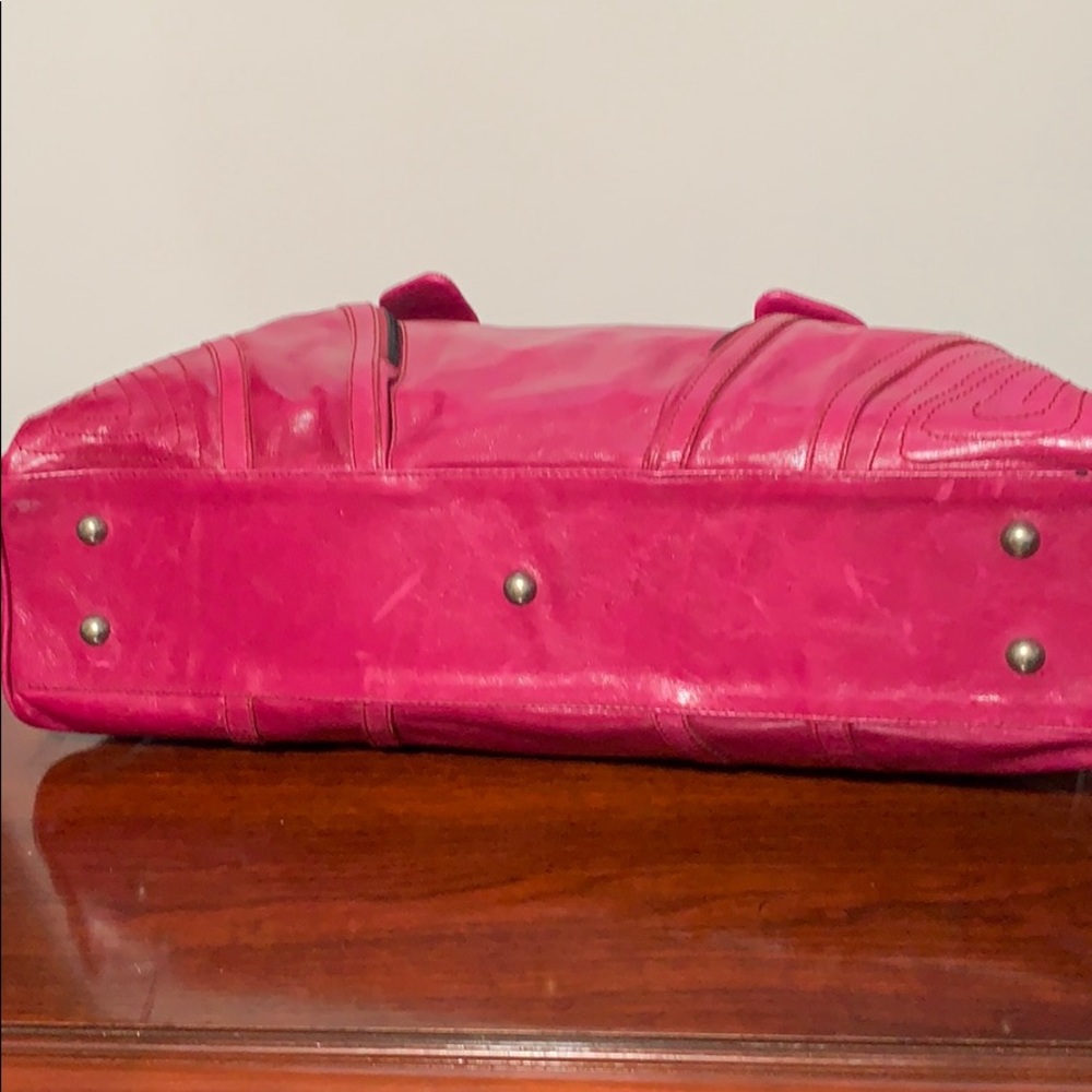 Fuchsia Leather Satchel Handbag - Women Bags Satchels - Picture 3 of 8